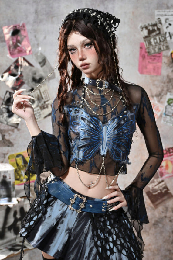 [pre-order] Virtual Sheer Top + Chain Butterfly Tube Top