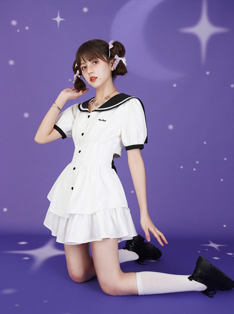 Sailor Collar Pumpkin Pants Set