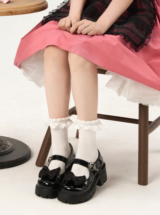 Mary Jane Cat Strap Platform Shoes + Ribbon