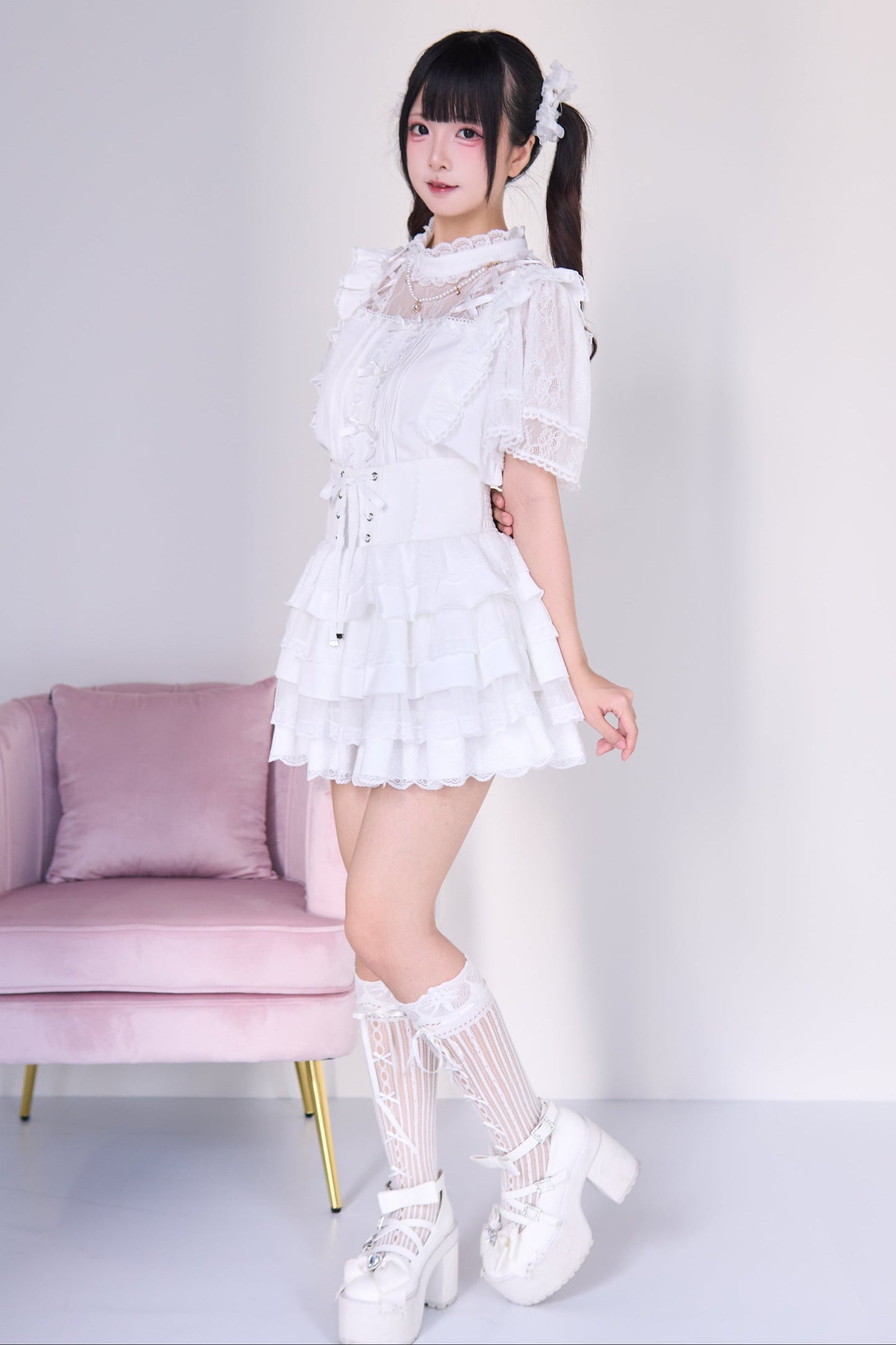 Jirai Lace Top + Tiered Skirt
