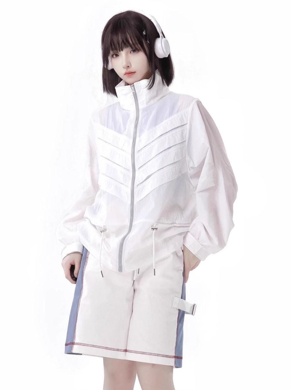 Summer Invasion Sunscreen Skeleton Jacket Blue White Fresh Color Suit