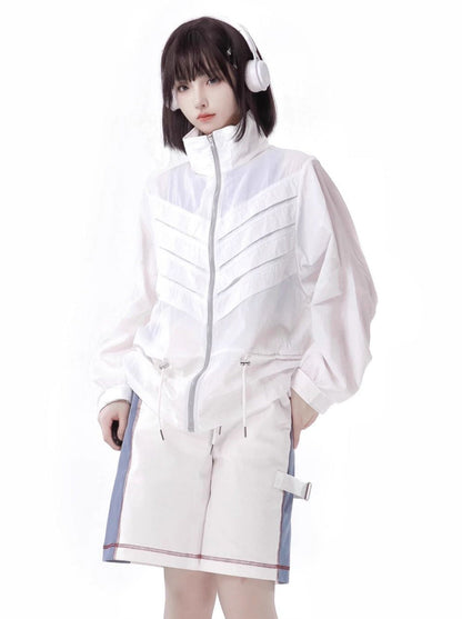 Summer Invasion Sunscreen Skeleton Jacket Blue White Fresh Color Suit