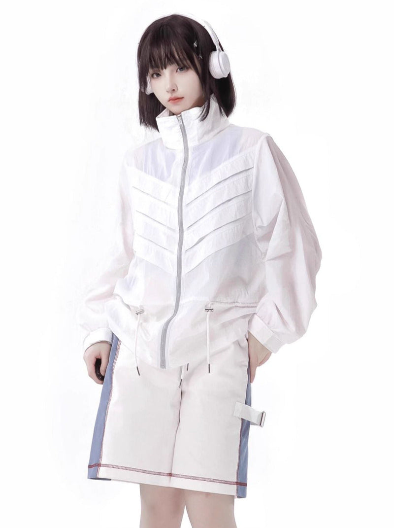 Summer Invasion Sunscreen Skeleton Jacket Blue White Fresh Color Suit