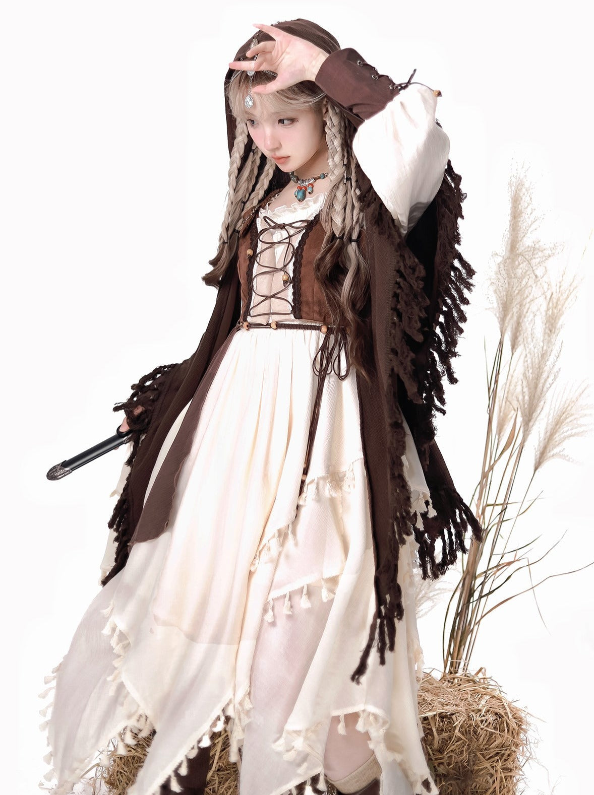 Exotic Style Dress + Vest + Cape