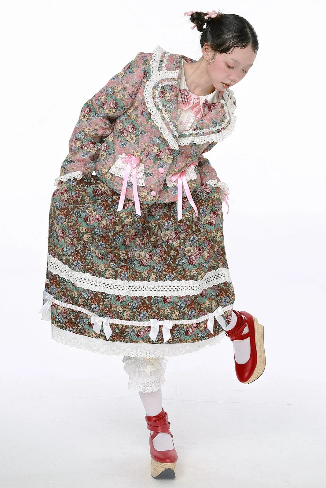Retro Shawl + Ribbon Flare Skirt