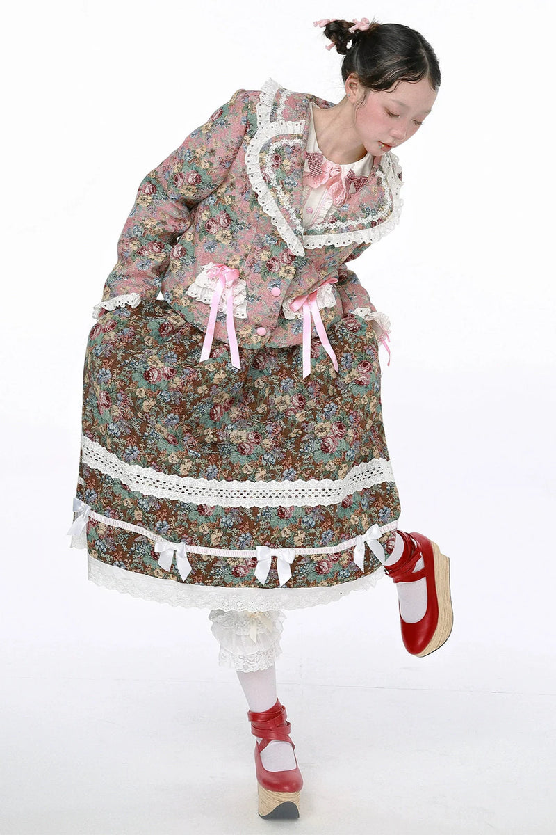 Retro Shawl + Ribbon Flare Skirt