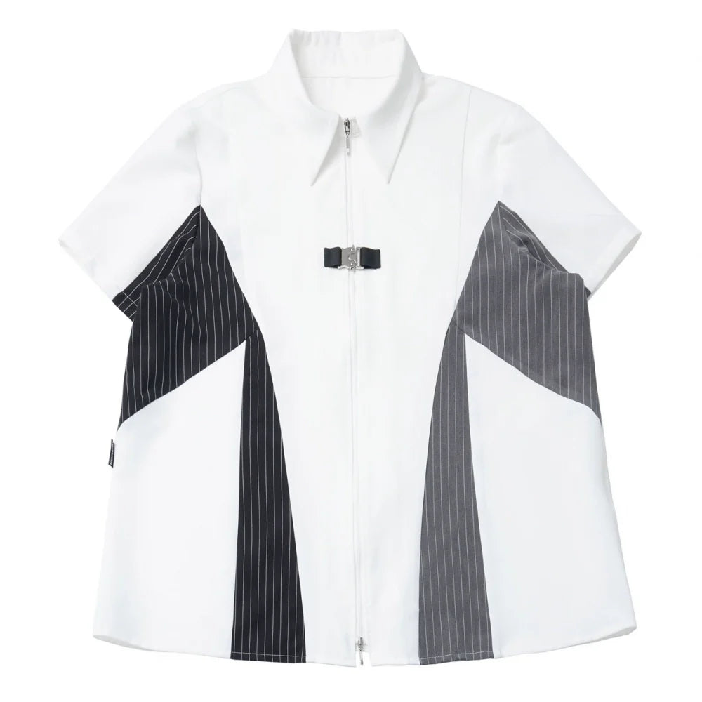 Stripe Stitch Design Shirt + Hooded Shirt + Shorts + Culottes + Tie