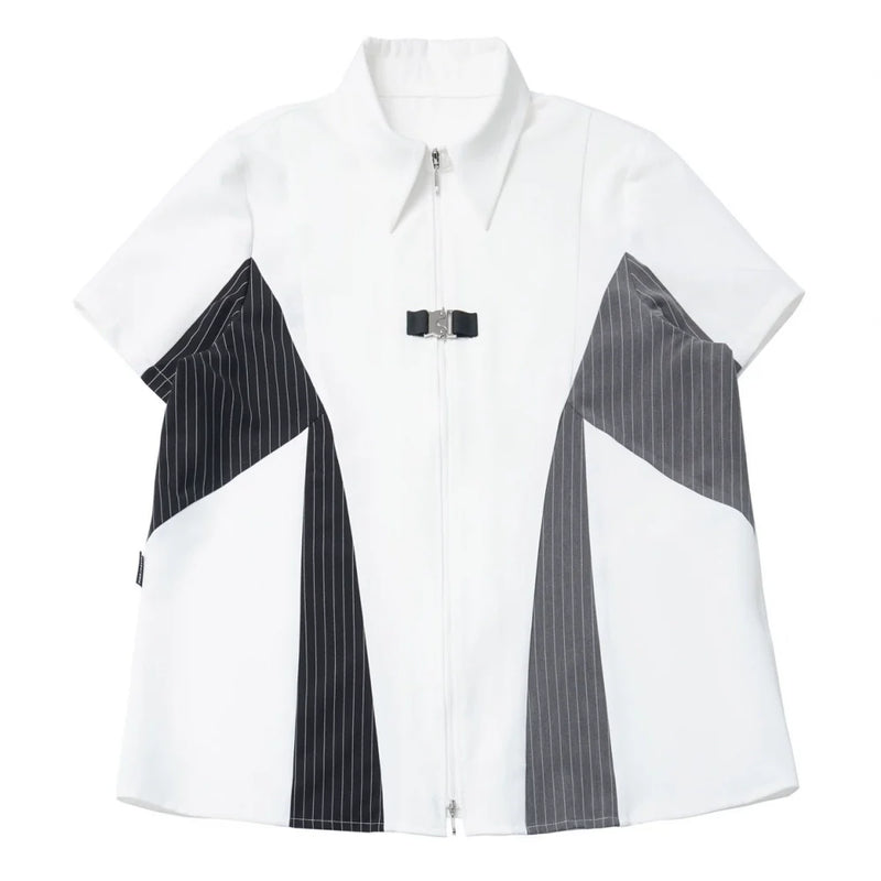 Stripe Stitch Design Shirt + Hooded Shirt + Shorts + Culottes + Tie