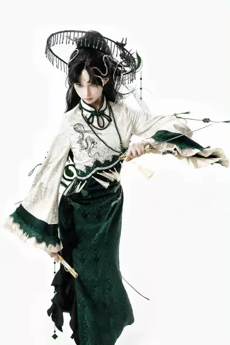 [pre-order] Chinese-style Snake Coat Hoodie Cape Tassel Dress Suit