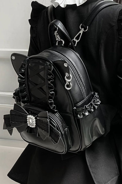 [pre-order] Cat Ear Jewel Ribbon Backpack