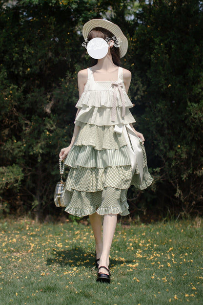 [pre-order] Tiered Ruffled Sleeveless Dress + Ribbon