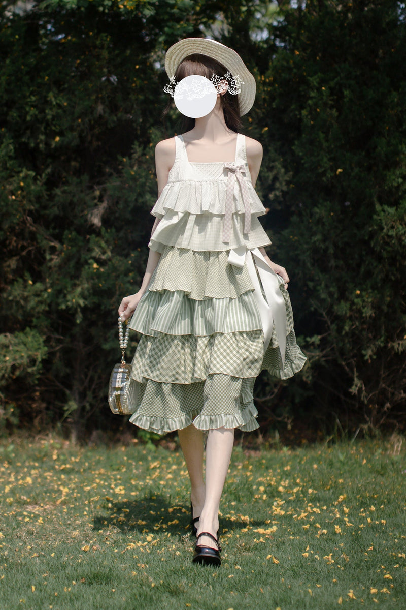 [pre-order] Tiered Ruffled Sleeveless Dress + Ribbon