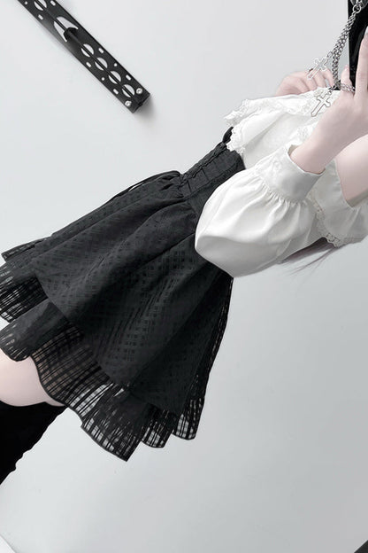 Off Shoulder Sweet Ribbon Top + Flare Skirt