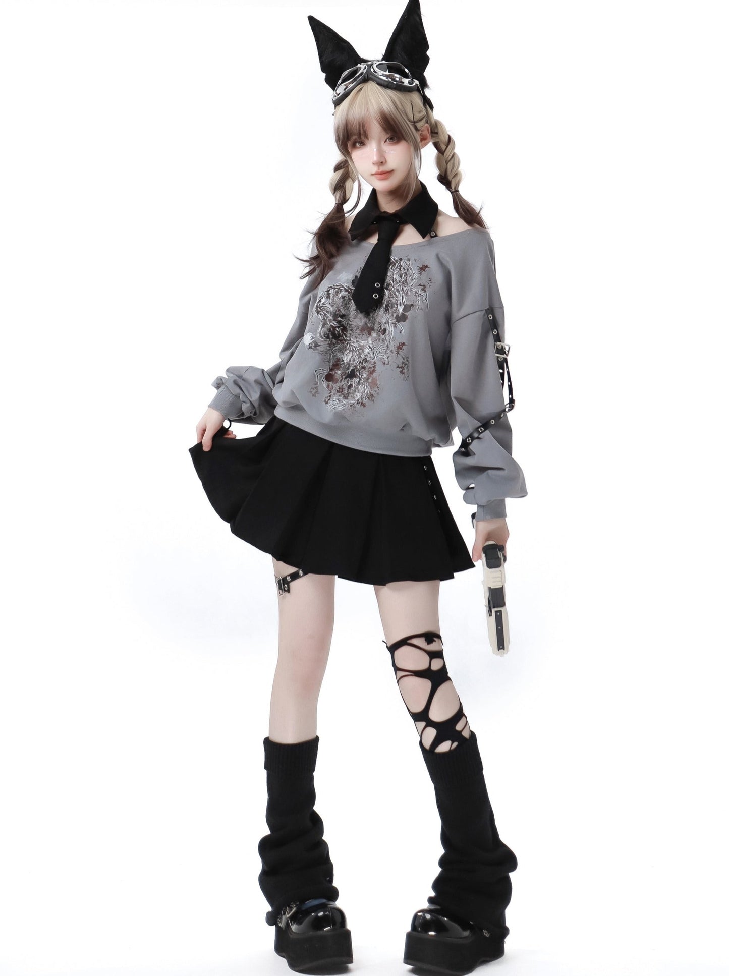 Sleepless Dragon Top + Pleated Skirt