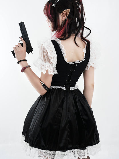 Dark Lolita Lace Puff Sleeve Princess Dress