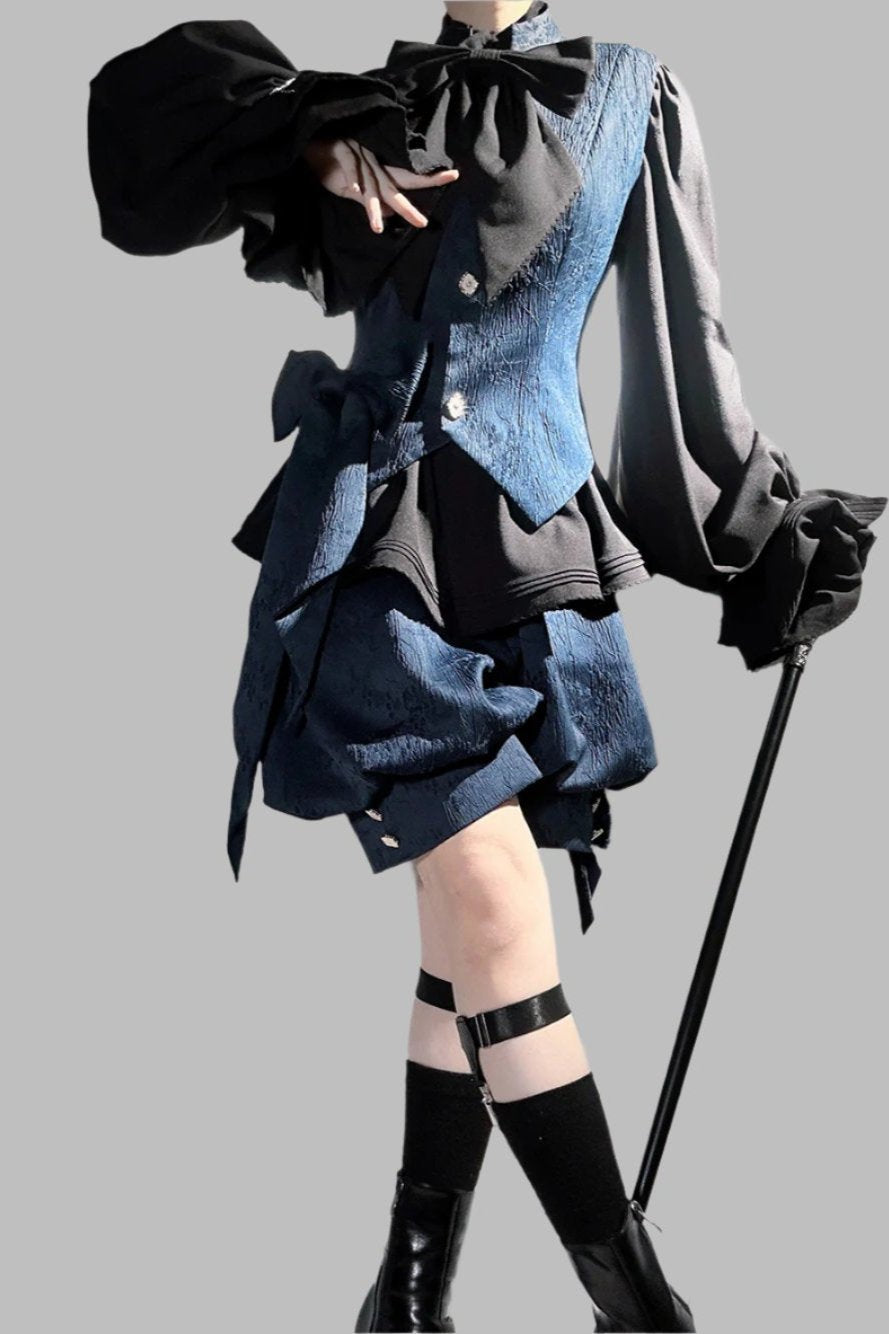 Sapphire Blue Bunny Ear Cape Jacket + Vest + Shorts