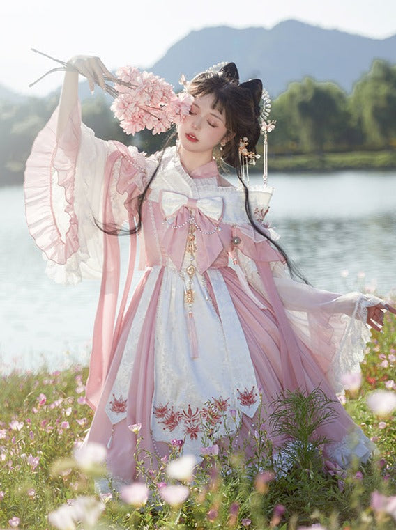 Ribbon Chinese-style Sweet Antique Lolita Suspender Dress