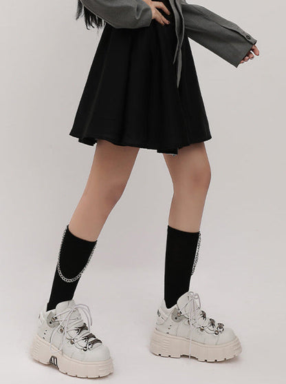Dark Punk Retro Leather Metal Power Sole Sneaker Shoes