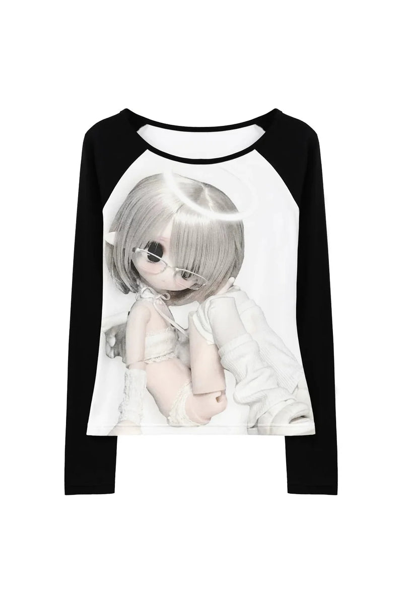 Black and White Raglan Top + Pleated Skirt