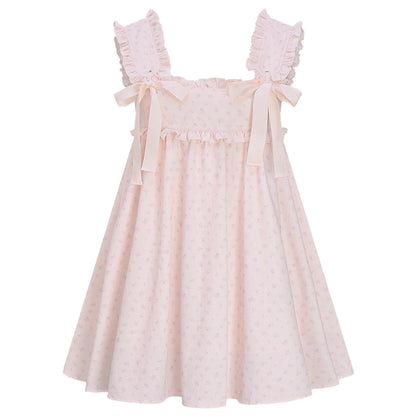 Tender Pink Sleeveless Ribbon Dress