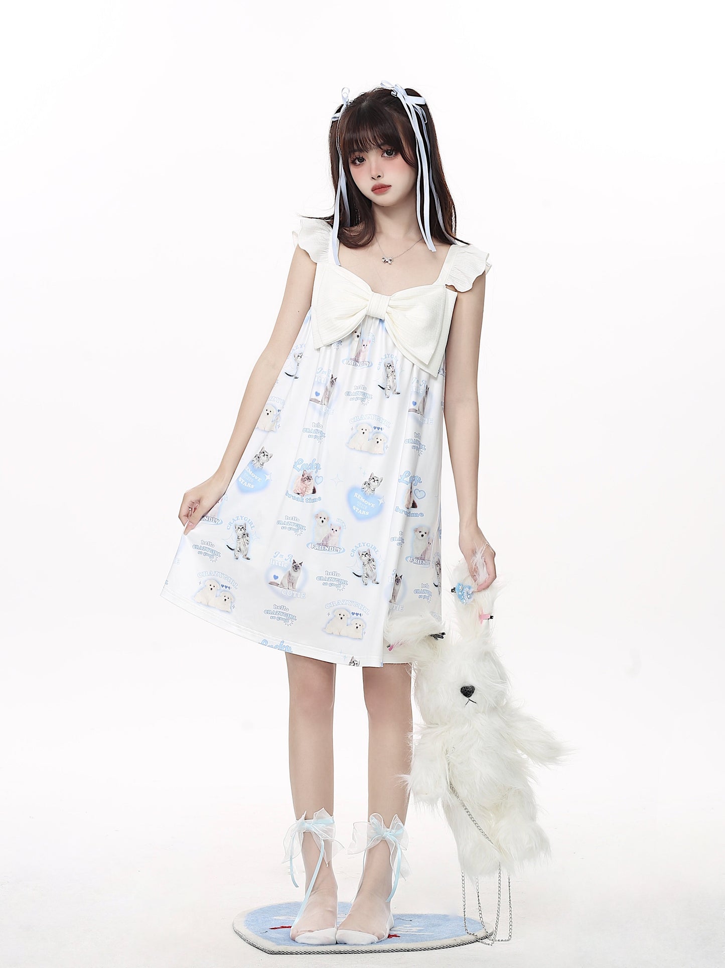 Dog & Cat Nightwear Set / Big Ribbon Girly Night Dress