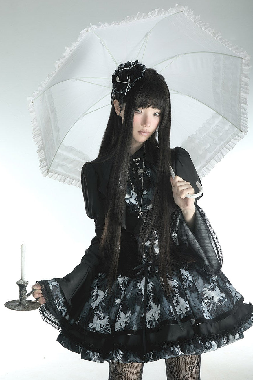 [pre-order Deadline: May 13] Bone Iris Gothic Black Ruffle Shirt + Corset Skirt + Accessories