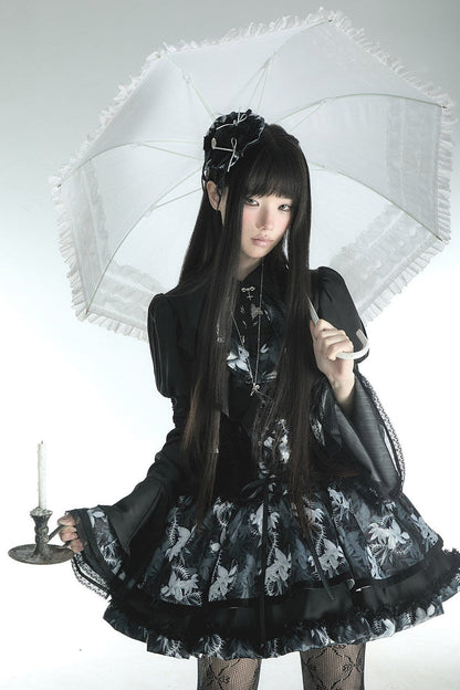 [pre-order Deadline: May 13] Bone Iris Gothic Black Ruffle Shirt + Corset Skirt + Accessories