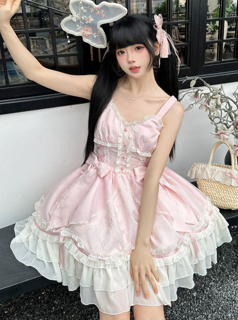 Light Lolita Suspender Dress + Short Shawl