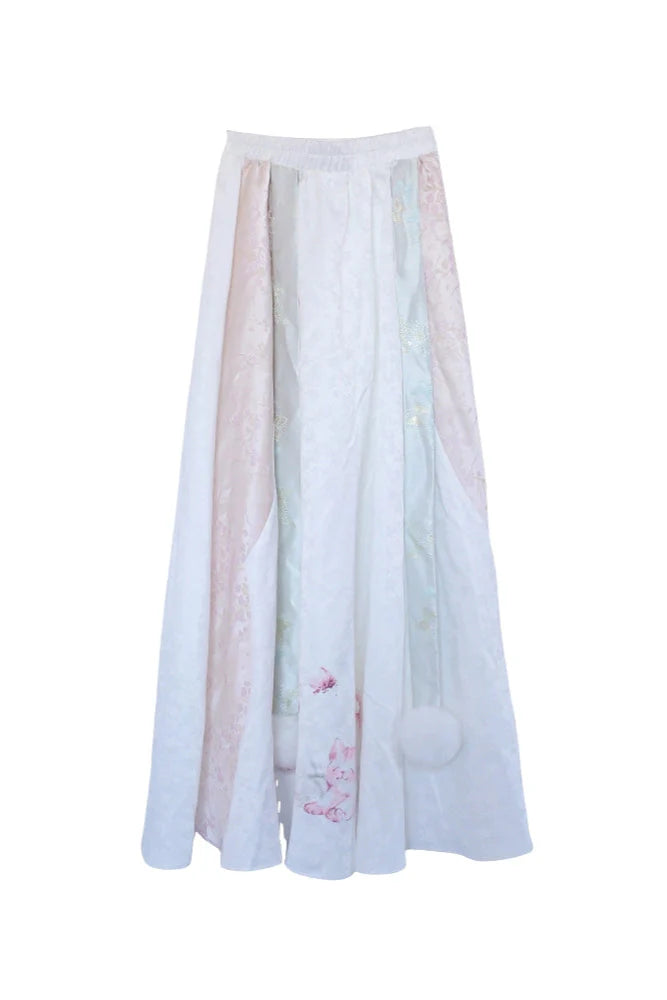 Ancient Style Top + Long Skirt + Lace Apron + Pink Cape
