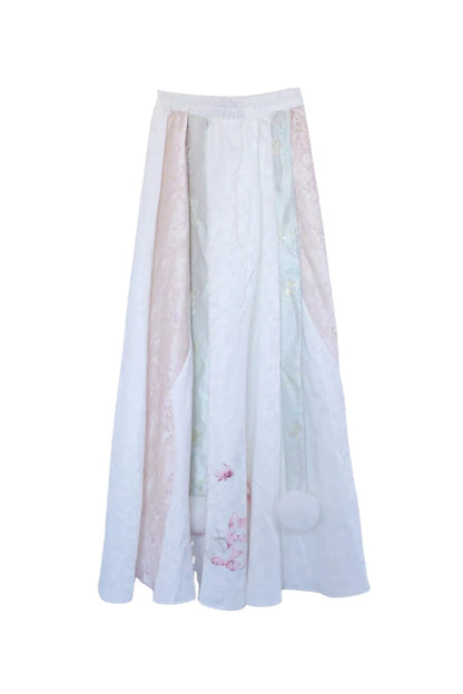 Ancient Style Top + Long Skirt + Lace Apron + Pink Cape