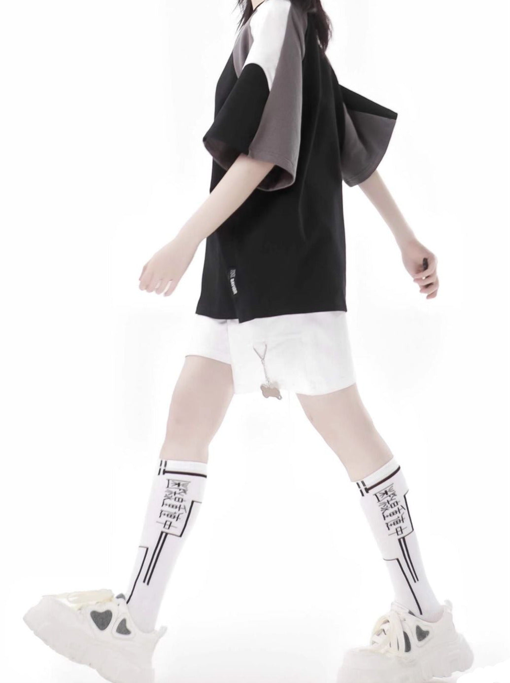 Circulating Star Black Gray Raglan Sporty T-shirt + Pants