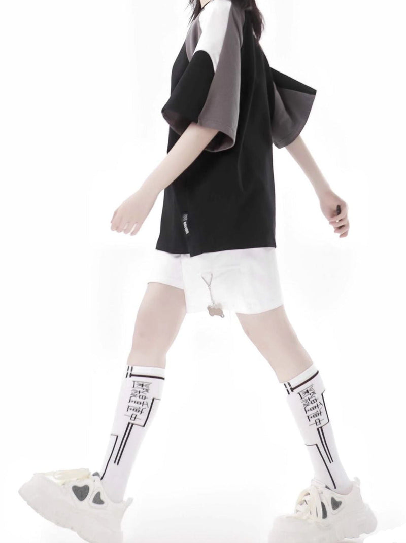 Circulating Star Black Gray Raglan Sporty T-shirt + Pants