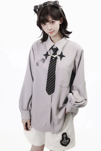 Nautical Log Hooded Jacket + Loose Shirt + Pants + Culottes + Tie + Leg Warmers