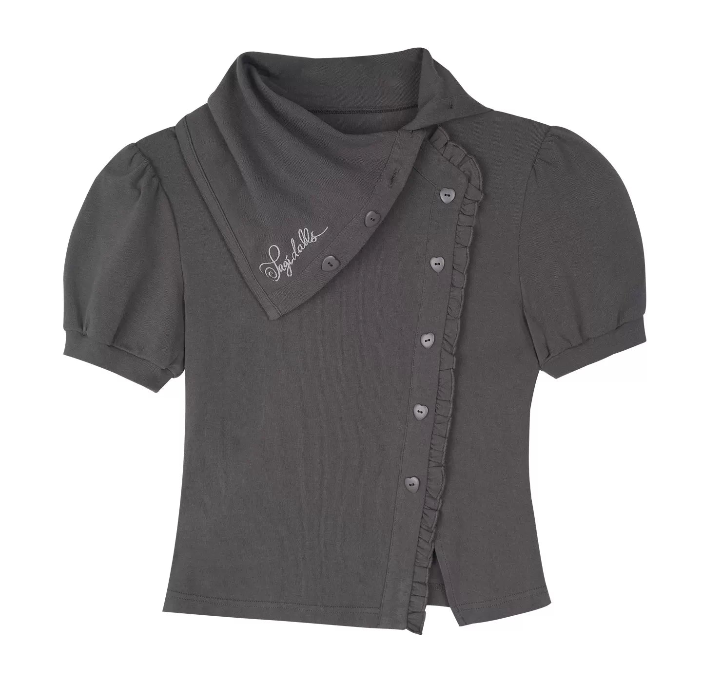 Dark Puff Sleeve Top