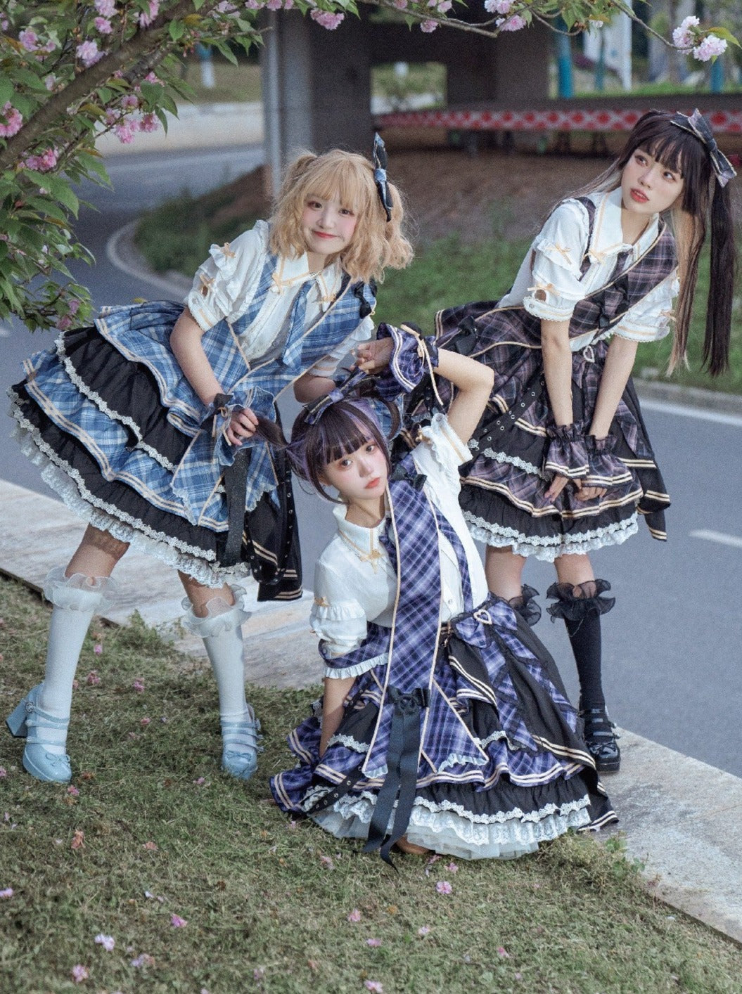 Idol Plaid Lolita Top + Tiered Ruffle Plaid Skirt
