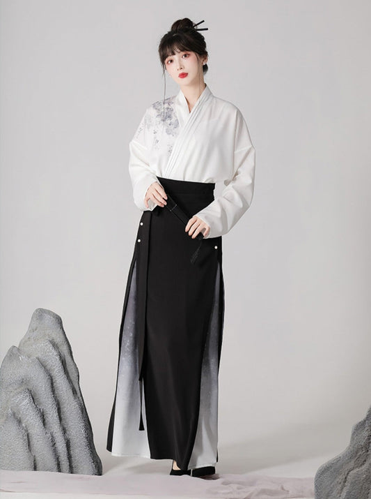 Dark Chinese-style Mode Pleated Skirt Set