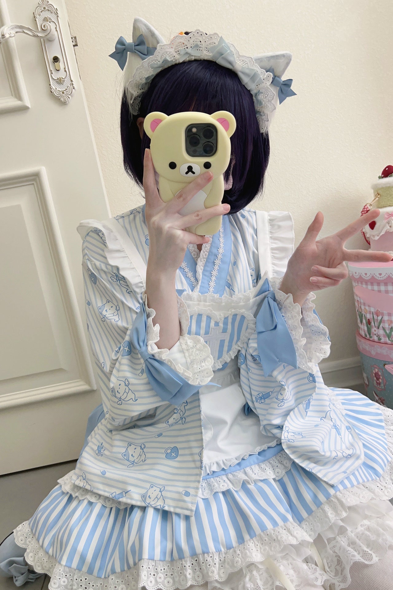 Medical Japanese Style Maid Stripe Lolita