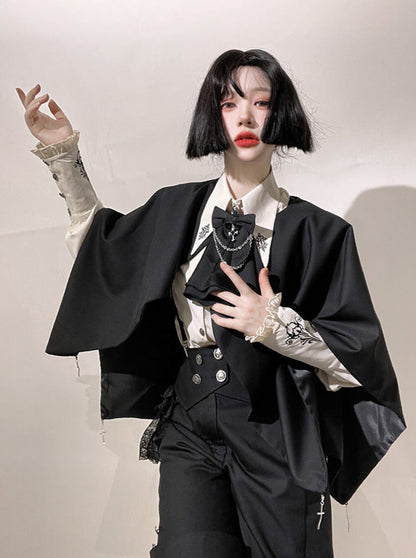 Night Crow Magic Lolita Prince Cape Shirt Suspender Dress Set