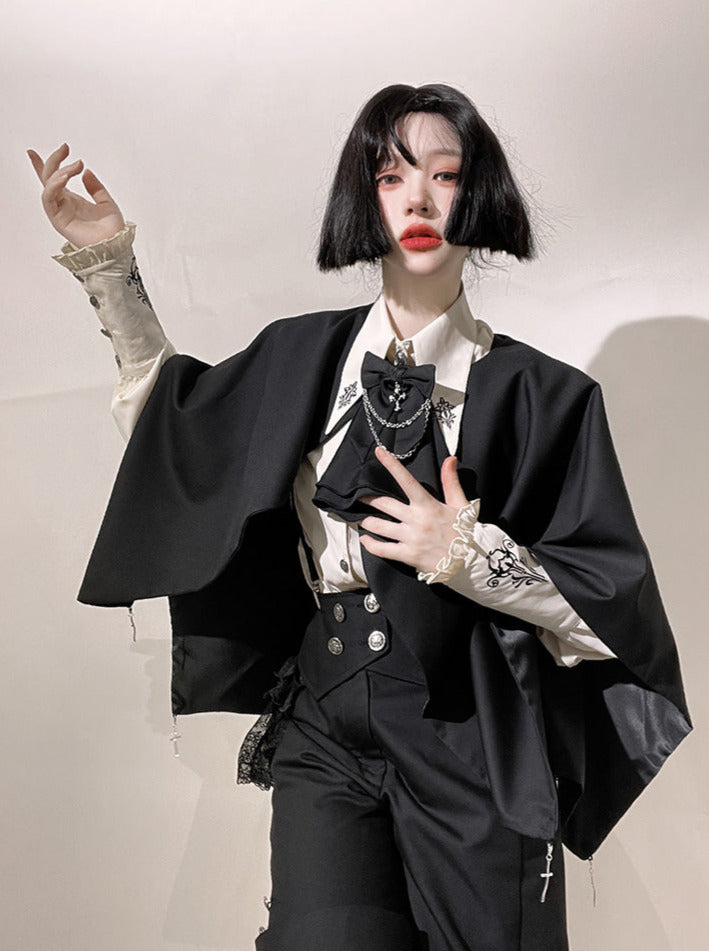 Night Crow Magic Lolita Prince Cape Shirt Suspender Dress Set