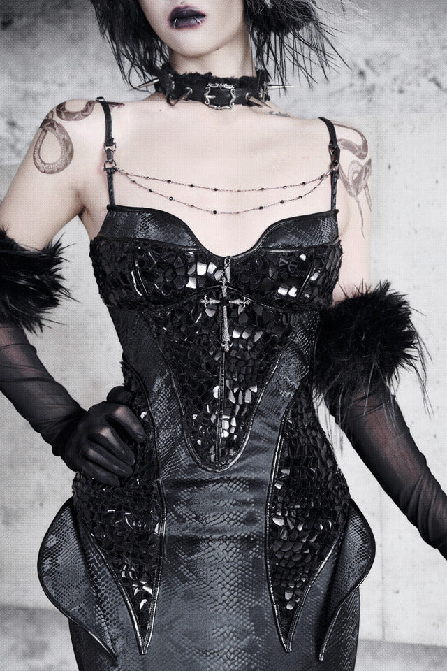 [pre-order] Snake Eyeshadow Dark Mode Dress + Mesh Gloves