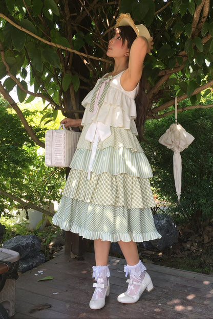 [pre-order] Tiered Ruffled Sleeveless Dress + Ribbon
