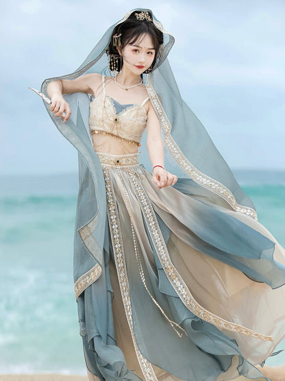 Arabian Night Chinese-style Exotic Top Skirt Veil Set