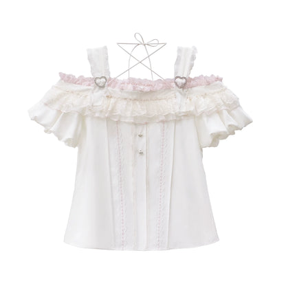 [pre-order] Mass Production Off-shoulder Top + High Waist Skirt