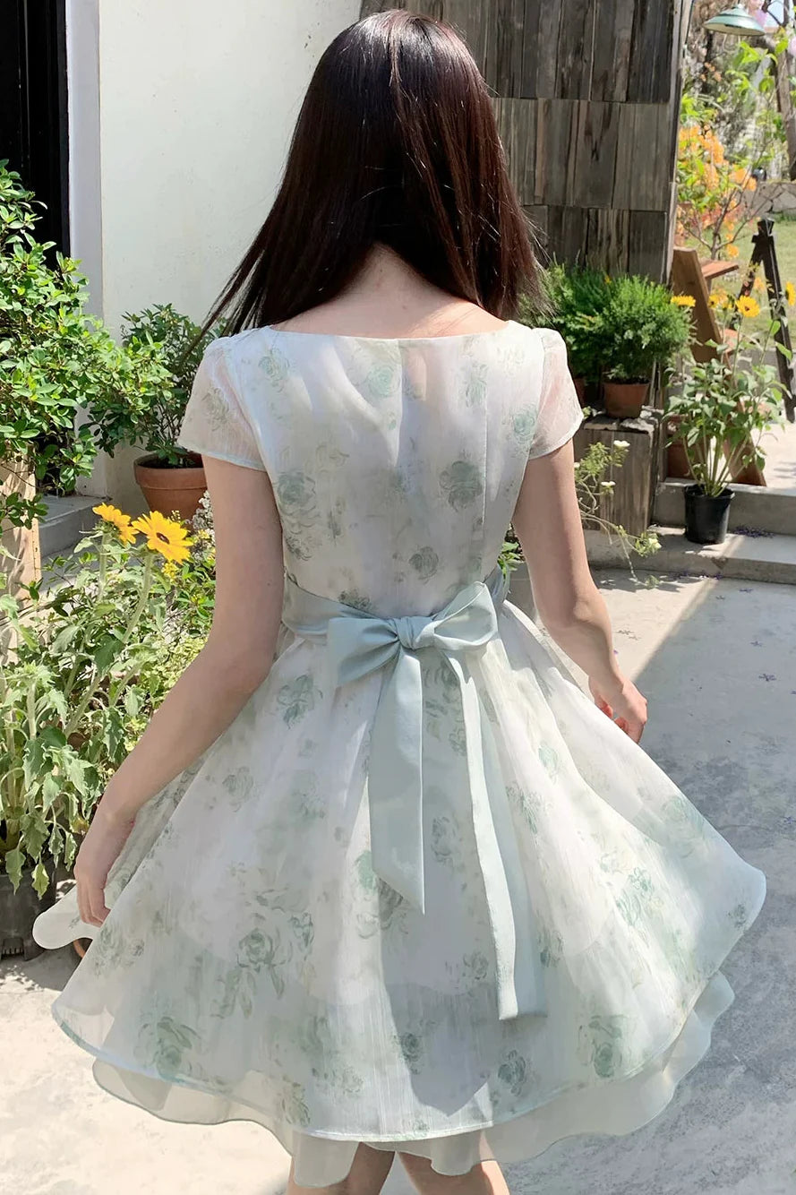 Tai Ming Green Jacquard Dress