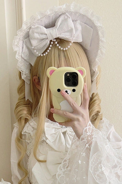 [pre-order] White Sugar Doll Princess Sleeve Suspender Dress Suit + Bonnet Hat