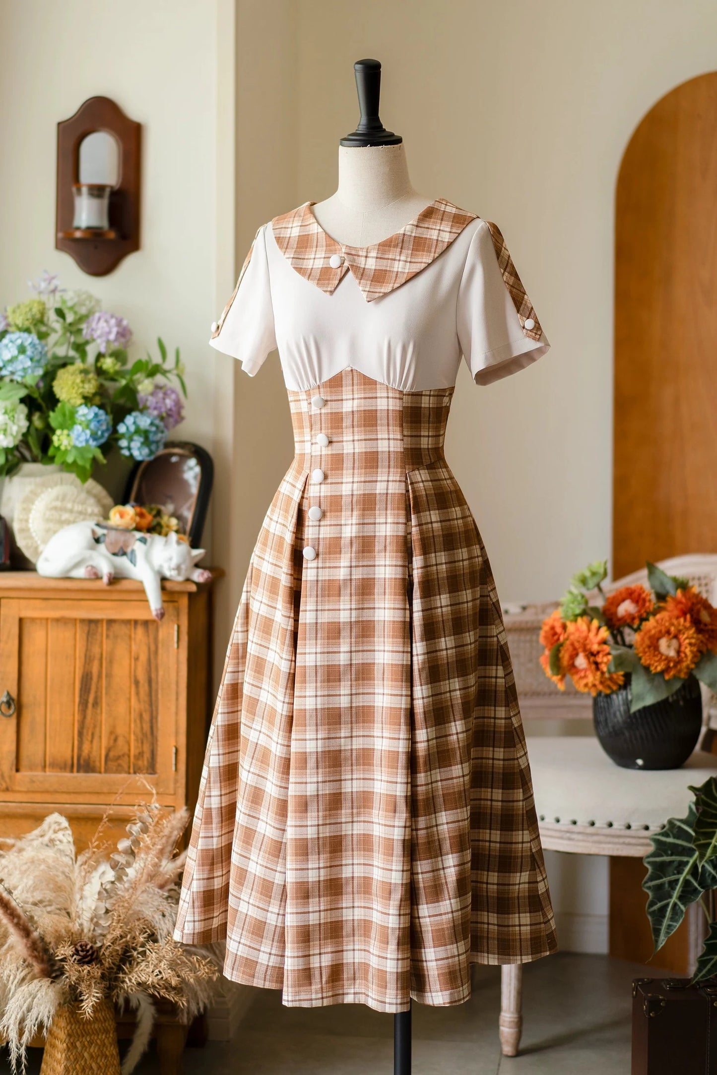 Retro Plaid Lolita Dress
