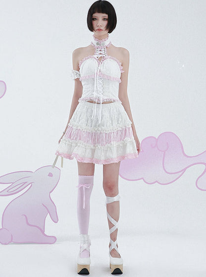 Chinese-style Buckle Corset Vest Lace