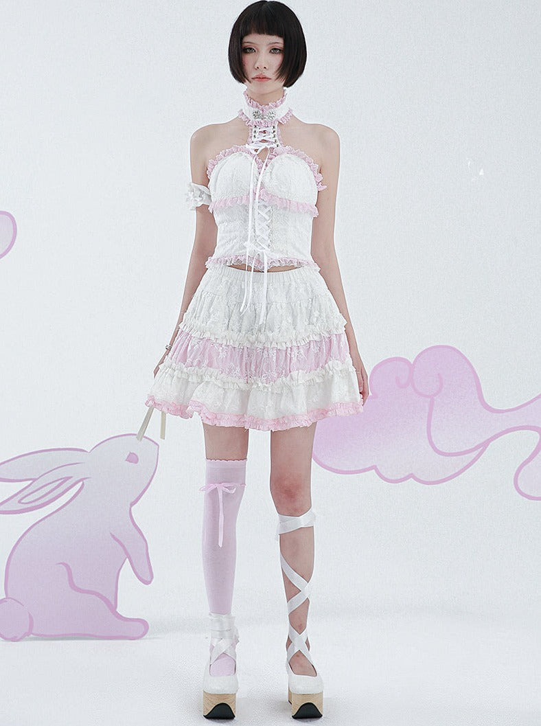 Chinese-style Buckle Corset Vest Lace