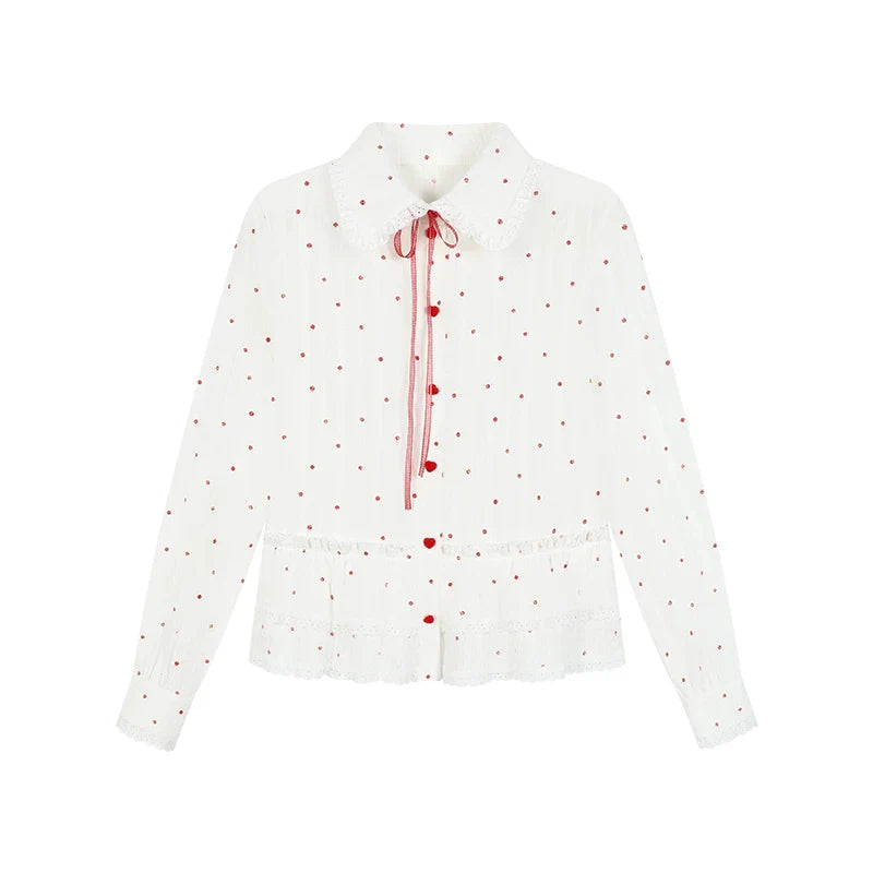 Gardenia Whispering Lace Blouse + Polka Dot Skirt