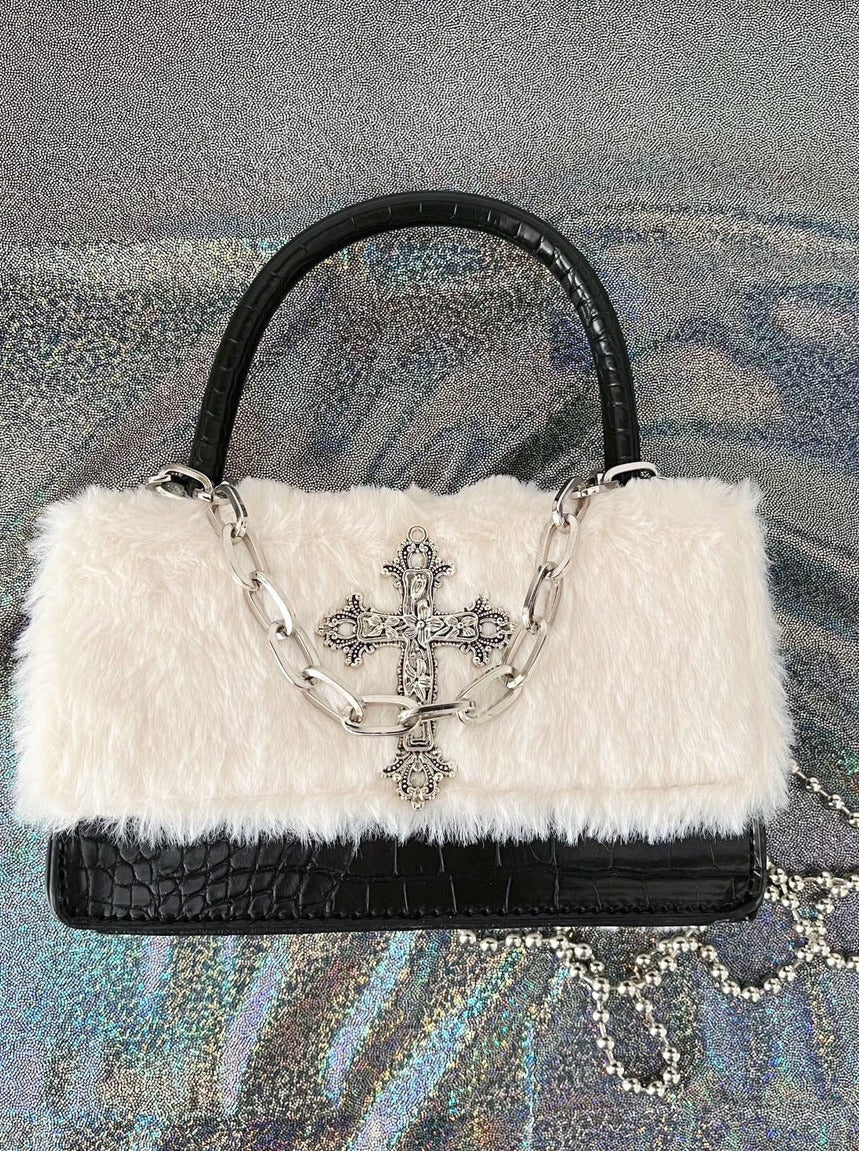 Original Gothic Cross Fur Chain Mini Bag